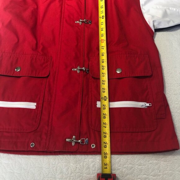 London Fog Jacket Red/White/Blue Women’s Size Med Full Zip W ClaspMetal Closures - Picture 8 of 10